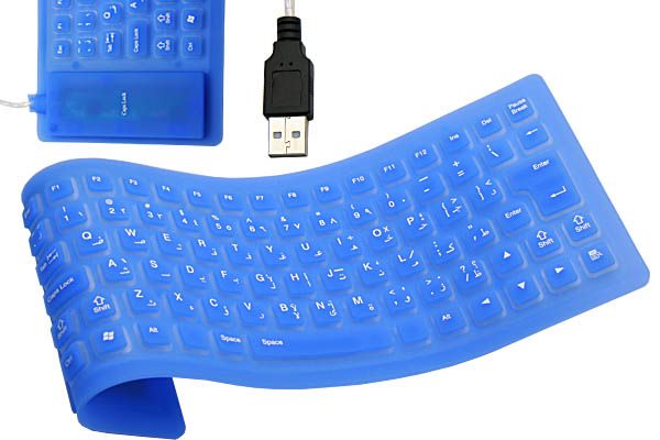 Teclado Flexível Azul Silicone USB Painel chave dobrável