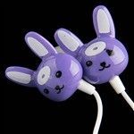 Rabbit Handsfree Fones auriculares roxo com cabo branco